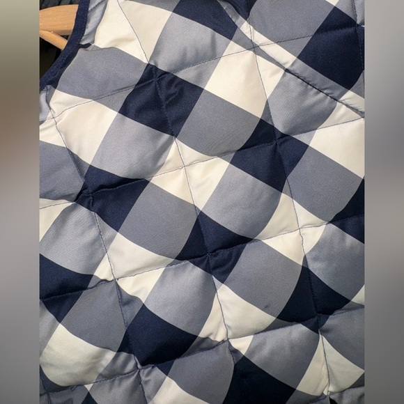 J.Crew Quilted Puffer Vest Navy Blue Gingham Check Zip Front Size M unisex 💙🏁 - Picture 4 of 6